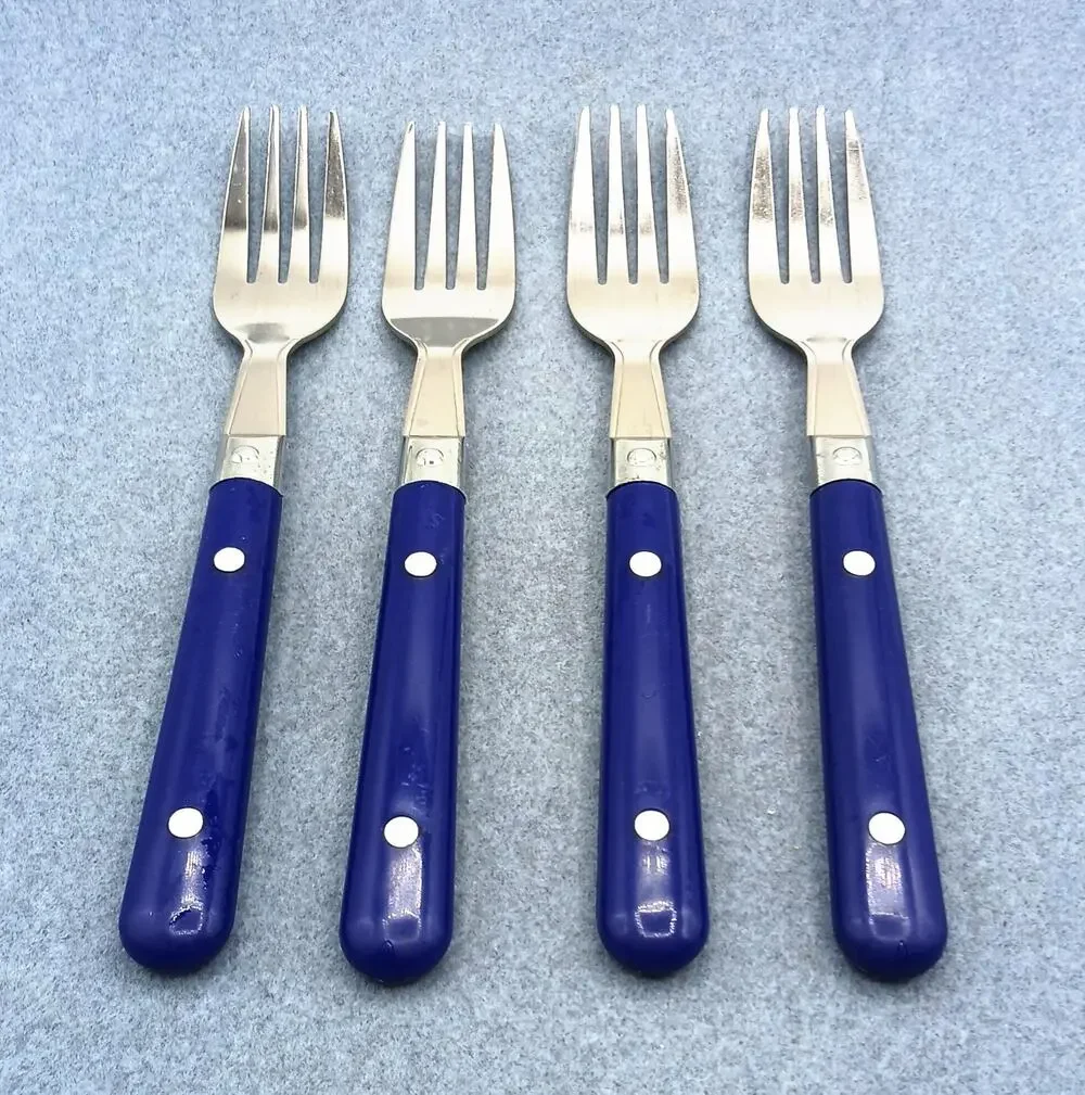 Set of 4 Washington Forge Mardi Gras Blue Dinner Salad Forks